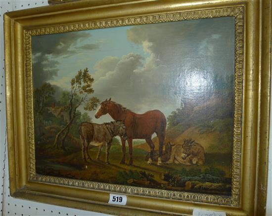 Oil on canvas, donkey and horse